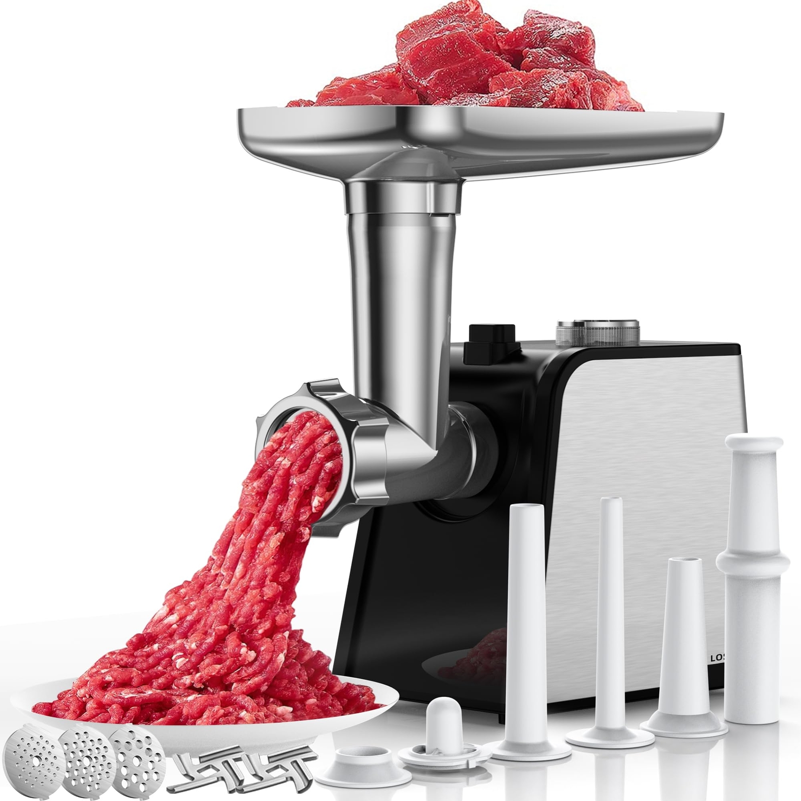 LOSRSWA 3200W Max Electric Meat Grinder & Sausage Stuffer - Heavy Duty Stainl...