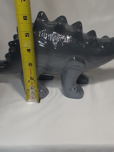 Cookie & Co Dinosaur Ceramic Piggy Coin Bank with Stopper, Gray, 12" Stegosaurus - Picture 9 of 11