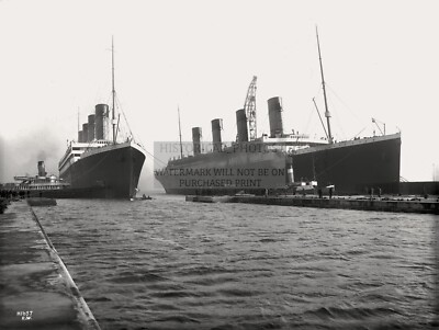 RMS TITANIC AND RMS TITANIC SISTER SHIPS AT HARBOR FOR REPAIR 1912 4X6 POSTCARD
