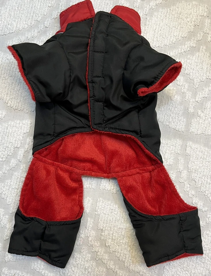 Abrigo Top Paw Perro Forrado de Vellón Rojo Negro Pequeño Invierno Mascota Traje de Nieve 4 Cubiertas para Piernas Foto 2 de 4