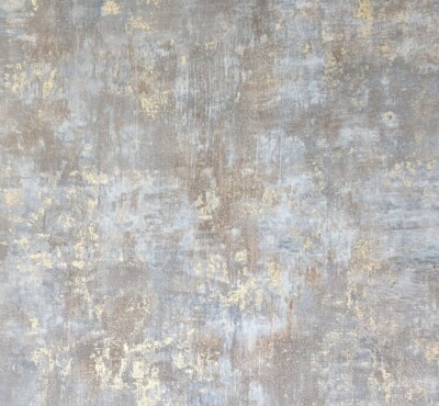 Faux Concrete textured distressed paint Blue gray brown gold metallic wallpaper