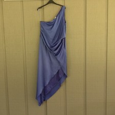 Asos Navy Satin Dress One Shoulder Drape Size 10 (Defect)