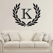 Laurel Monogram - Wall Vinyl Decal Sticker Family Kids Room Initials Name