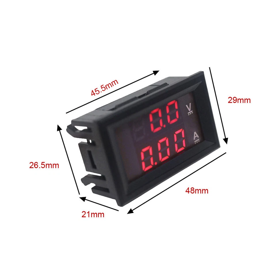 1x DC 100V 10A Voltmeter Ammeter Blue Red LED Amp Dual Digital Volt Meter Gauge - Image 2 of 4