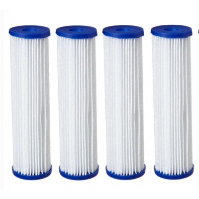 4 Pack: Big Blue Polyester Pleated Sediment Water Filter 4.5'' x 20''