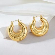 18k Layered Real Gold Filled Hoop earring