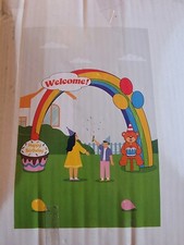 10 Ft Inflatable Happy Birthday Party Rainbow Arch Teddy Bear Cupcake w/Motor