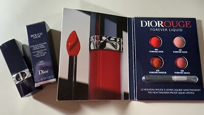 2024 Rouge Dior Lipstick 999 Velvet & Diorouge Forever Liquid 4 