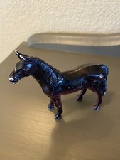 Vintage 1994 Black/Brown Hard Plastic Horse Toy Figurine Stamped TM 3.75" Tall