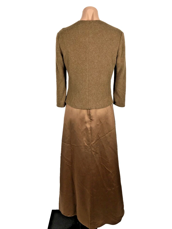 Vestido de Noche Vintage Jim Hjelm Ocasiones Marrón con Cárdigan Talla 8 Foto 2 de 4