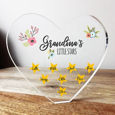 Omas kleine Sterne klar Herzform personalisiert Geschenk Acryl Ornament
