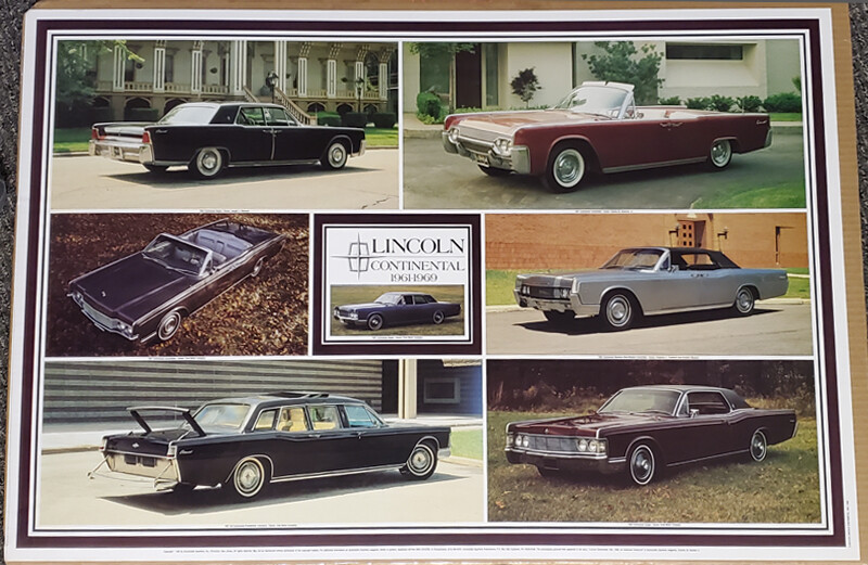 Classic 1961-69 LINCOLN CONTINENTAL 7-Car Collage Vintage 1980s