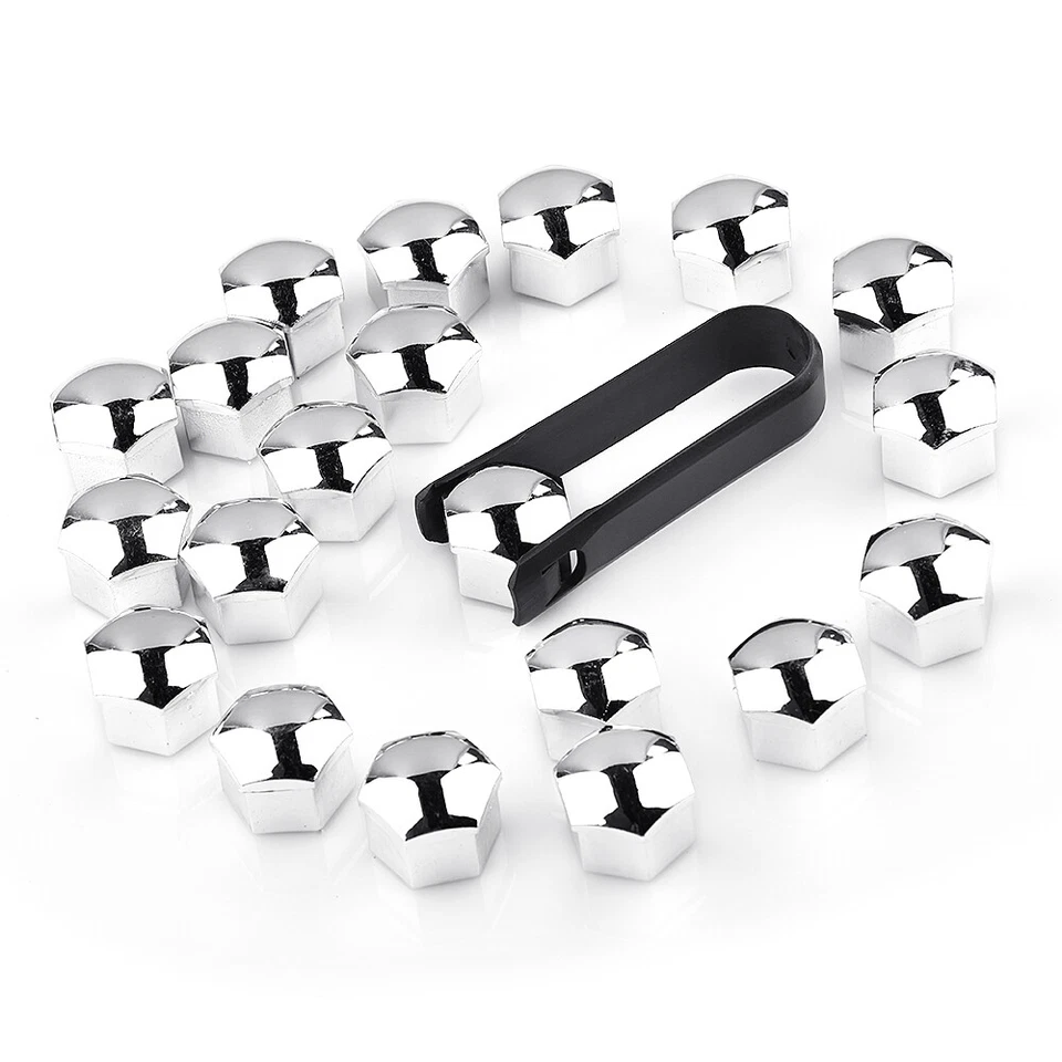 20x 17mm Boulon Écrou Chrome de Roue Voiture Cache Bouchon Couvercles - Photo 3/4