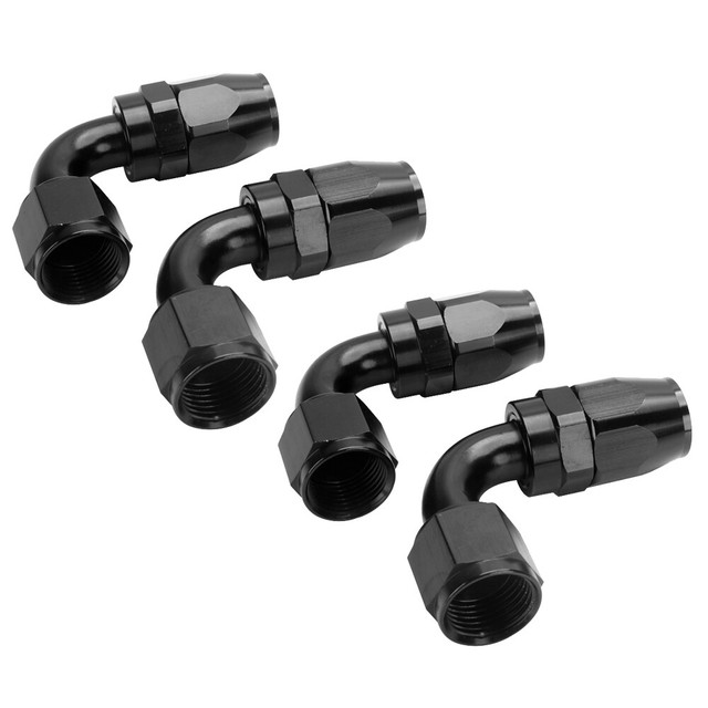 Hiwowsport 4PCs 8AN AN8 8AN 90 Degree BLACK SWIVEL FUEL OIL HOSE END