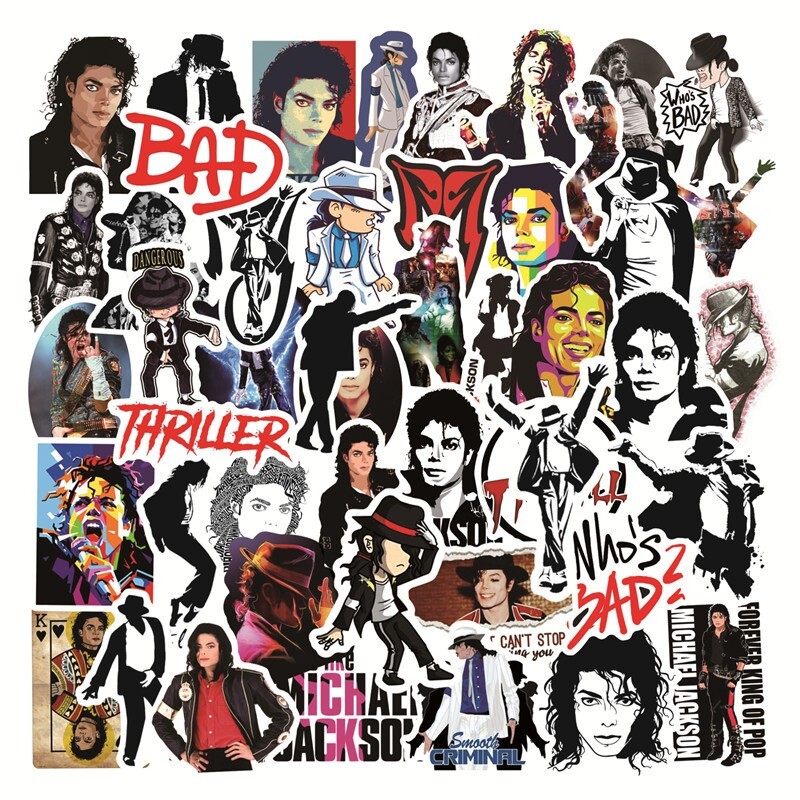 50pcs Michael Jackson Stickers Vinyl Waterproof Skateboard Bottle