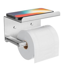 Wall Mount Or Adhesive Toilet Paper Holder with Shelf