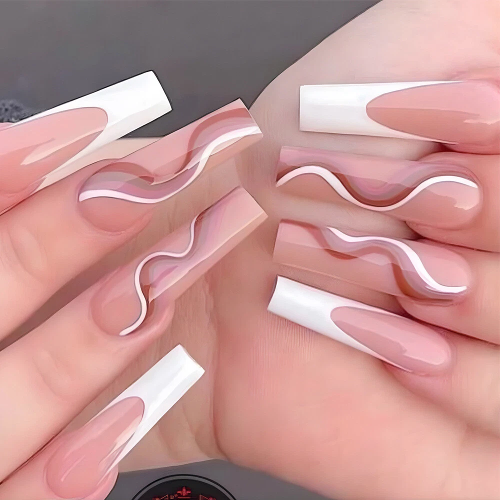 colorful line nail designs