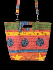 Sun n Sand Cotton Canvas Tote Bag With Charms Beach Cruise