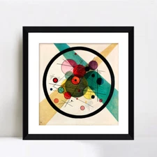 Framed Canvas Giclee Print Circles in Circle by Wassily Kandinsky 28"x28"