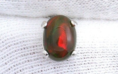 Ehtiopian Multicolor Opal Sterling Silver Oval 8x6 Gemstone Tie
