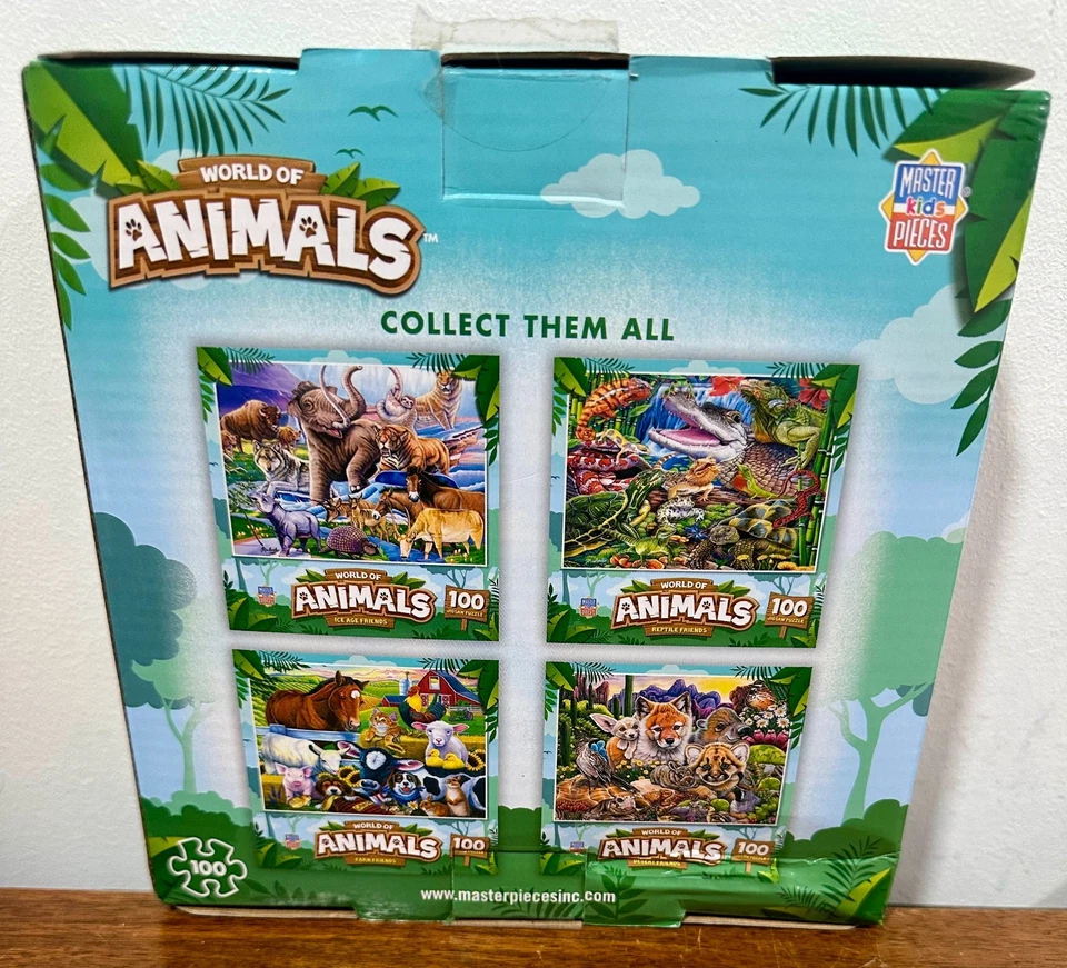 4 Masterpieces 100 Piece Animal Jigsaw Puzzles Variety Pack Fast FREE US Ship! - Image 2 of 3