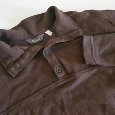 IBEX Mens XL Merino Wool Quarter Button Pullover Sweater Henley Brown