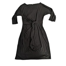 Ann Taylor Black Knit Twist Front Midi Dress Women Size M
