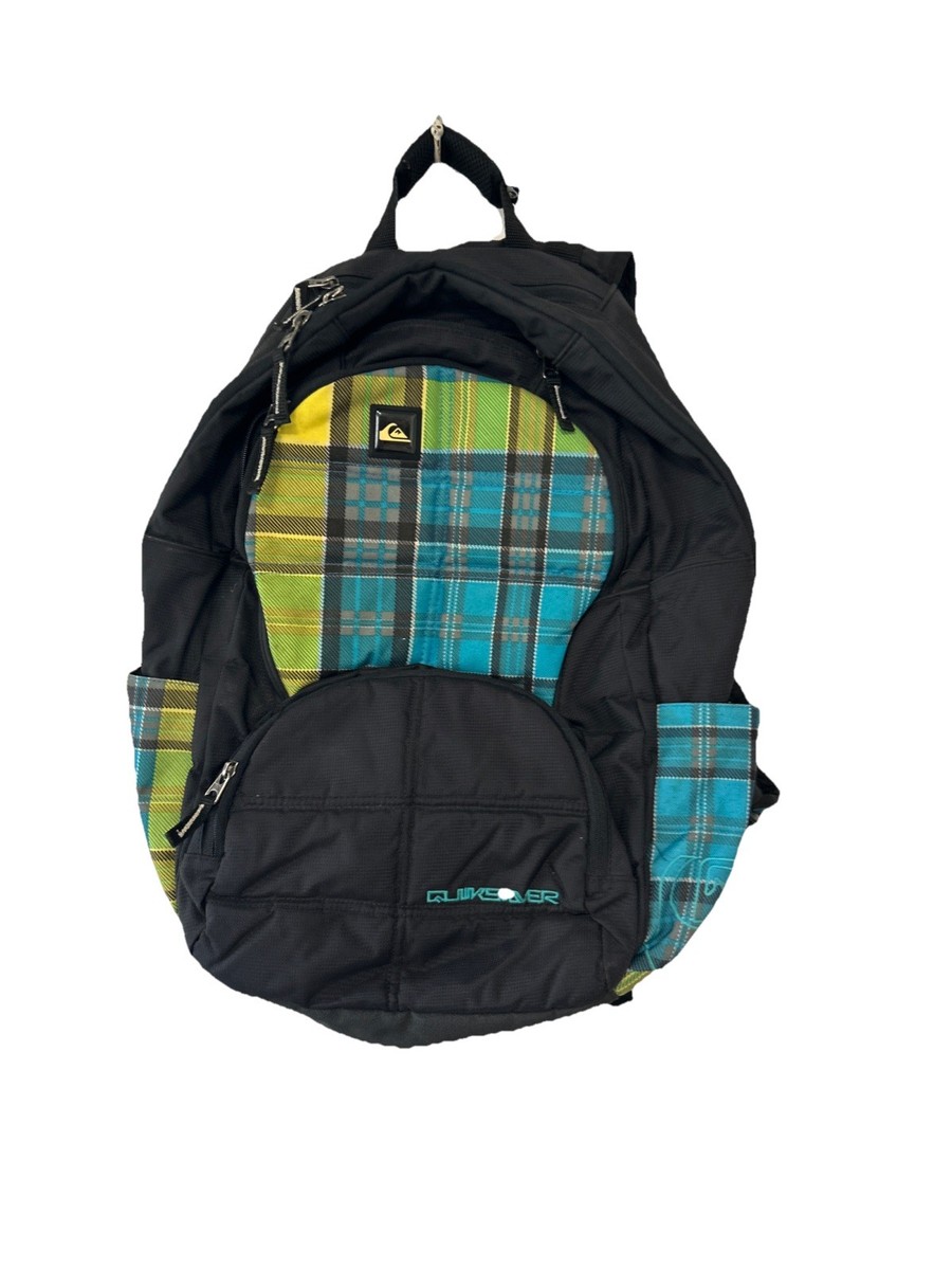 Quiksilver Full-Size Heavy Weather Black Base Blue & Green Plaid