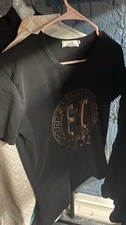 hermes Black T-Shirt with Medusa Logo with golden lettering