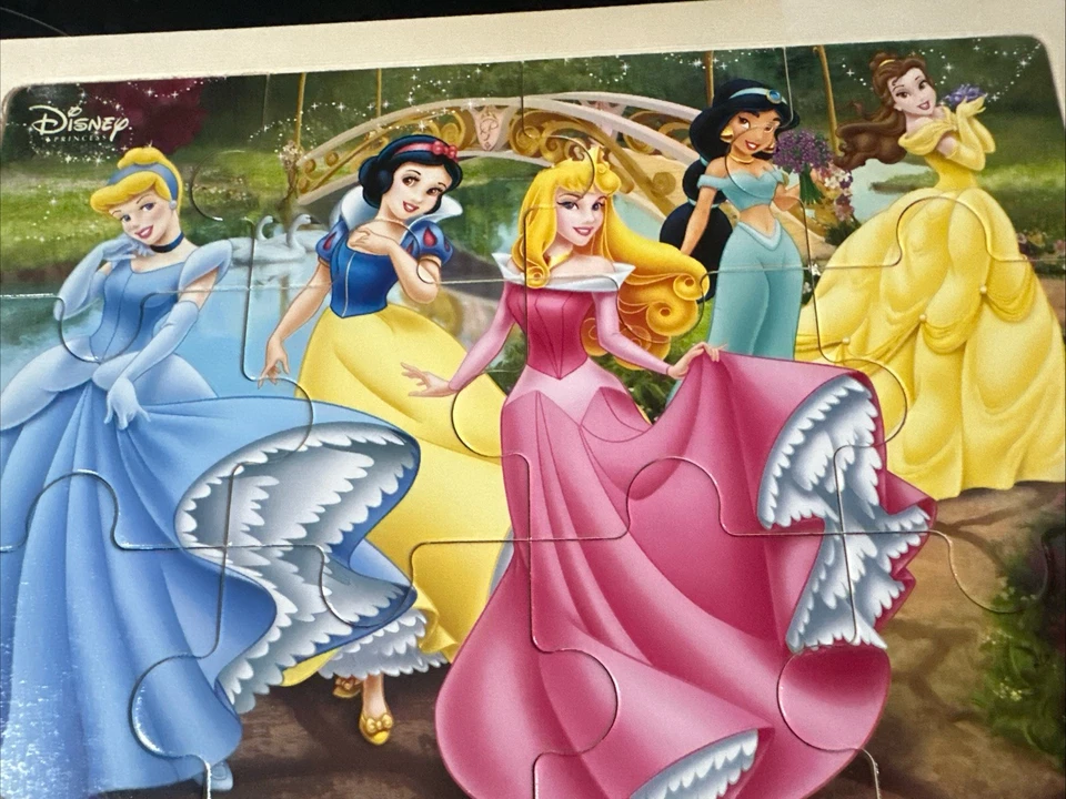 Disney Princess Wooden Jigsaw Puzzle 12 Piece New Snow White Cinderella Jasmin - Image 2 of 4