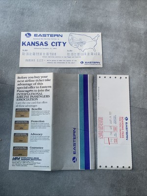 Eastern Airlines America VINTAGE USED AIRLINE TICKET Boarding Pass Etc
