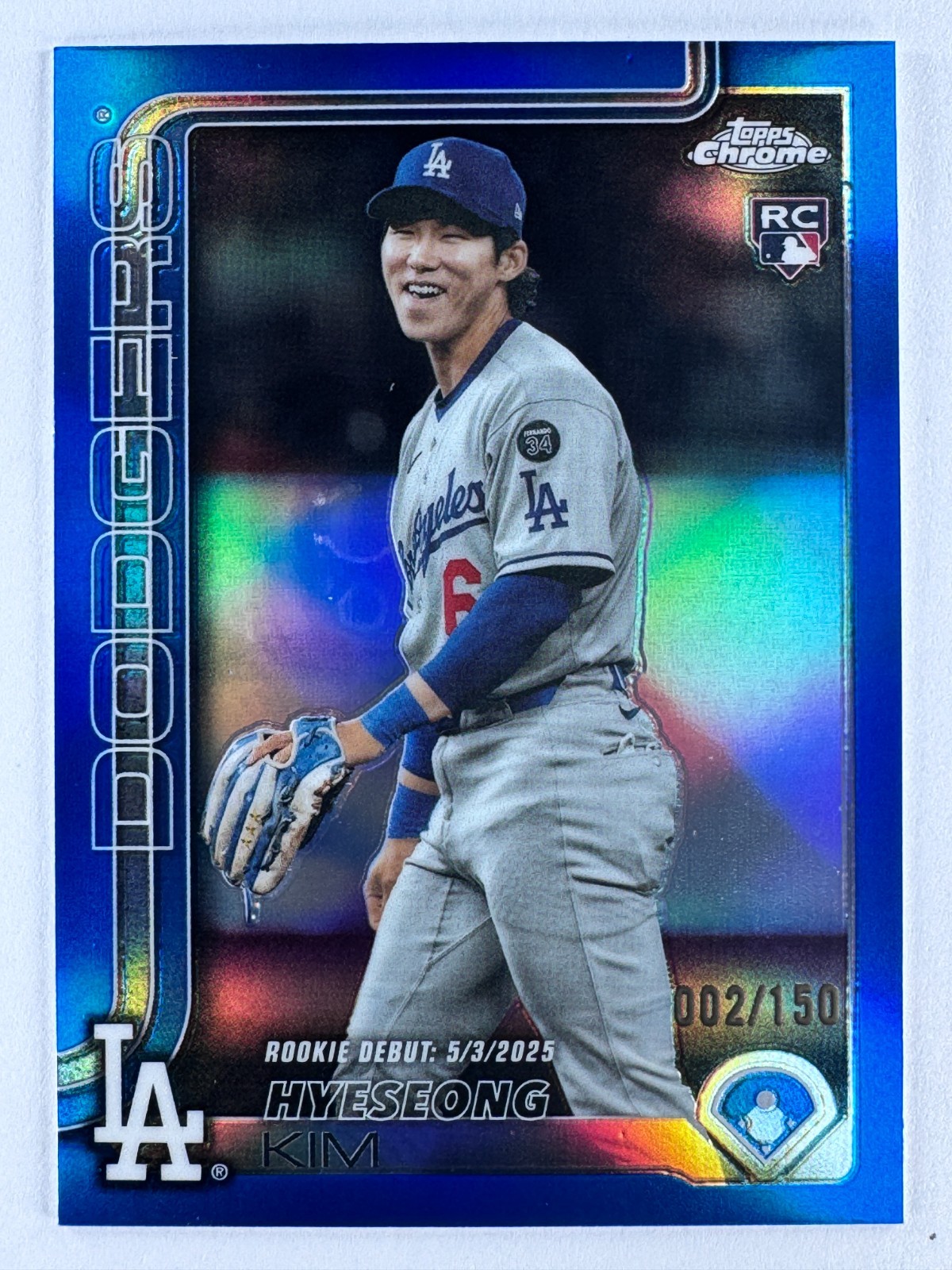 HYESEONG KIM 2025 Topps Chrome Update #USC149 BLUE REFRACTOR /150 Rookie Dodgers