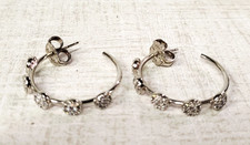 Elegant Fashion Silver Hoop Earrings Multi Sparkling Gems Flower Pattern NEW  