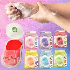 Portable Hand Soap Sheets Travel Dissolving Cleanser Wipes 50 Box