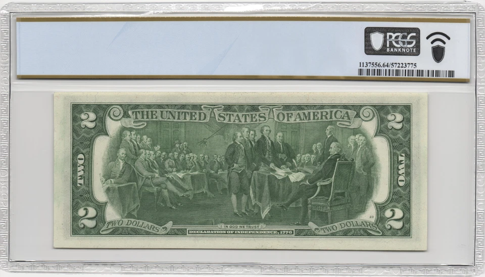 Fr.1935-i 1976 Minneapolis $2 Federal Reserve Note PCGS Choice UNC 64 PPQ - Image 2 of 2