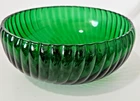 Vintage Anchor Hocking Forest Green Swirl Cupped Bowl 2 5/8" H and 6" W