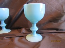 1-ONLY-PORTIEUX VALLERYSTHAL ORIGINAL BLUE OPALINE GOBLET/WINE GLASS 4.7/16"H EX