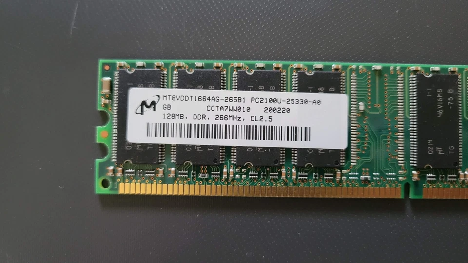 QTY Micron 128MB DDR-266 PC2100 SODIMM RAM Memory Module MT8VDDT1664AG-265B1 - Image 2 of 3