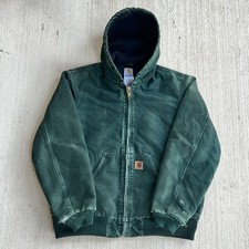Carhartt J130 SPC green hooded work wear jacket Medium