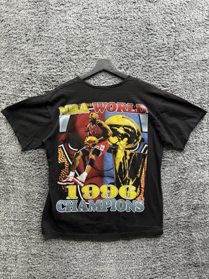 Camisa bootleg de rap de los Chicago Bulls 1996 puntada única Jordan Rodman Pippen grande Foto 2 de 4