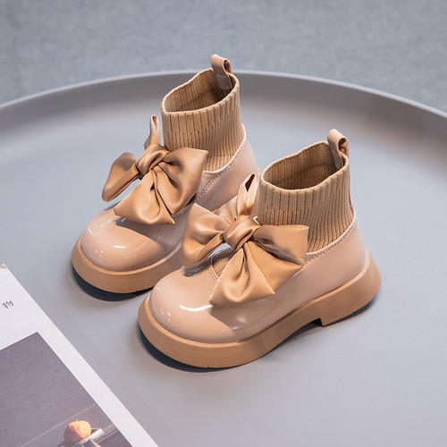 Warm Kids Flat Bow Shoes Size Baby Ankle Boots Pumps Girls Wedding Party School - Picture 6 of 7
