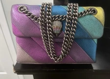 Kurt Geiger London  Kensington Metallic Rainbow Stripead Leather Crossbody Bag