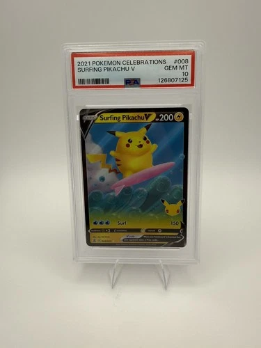 2021 POKEMON CELEBRATIONS #008 SURFING PIKACHU V PSA 10
