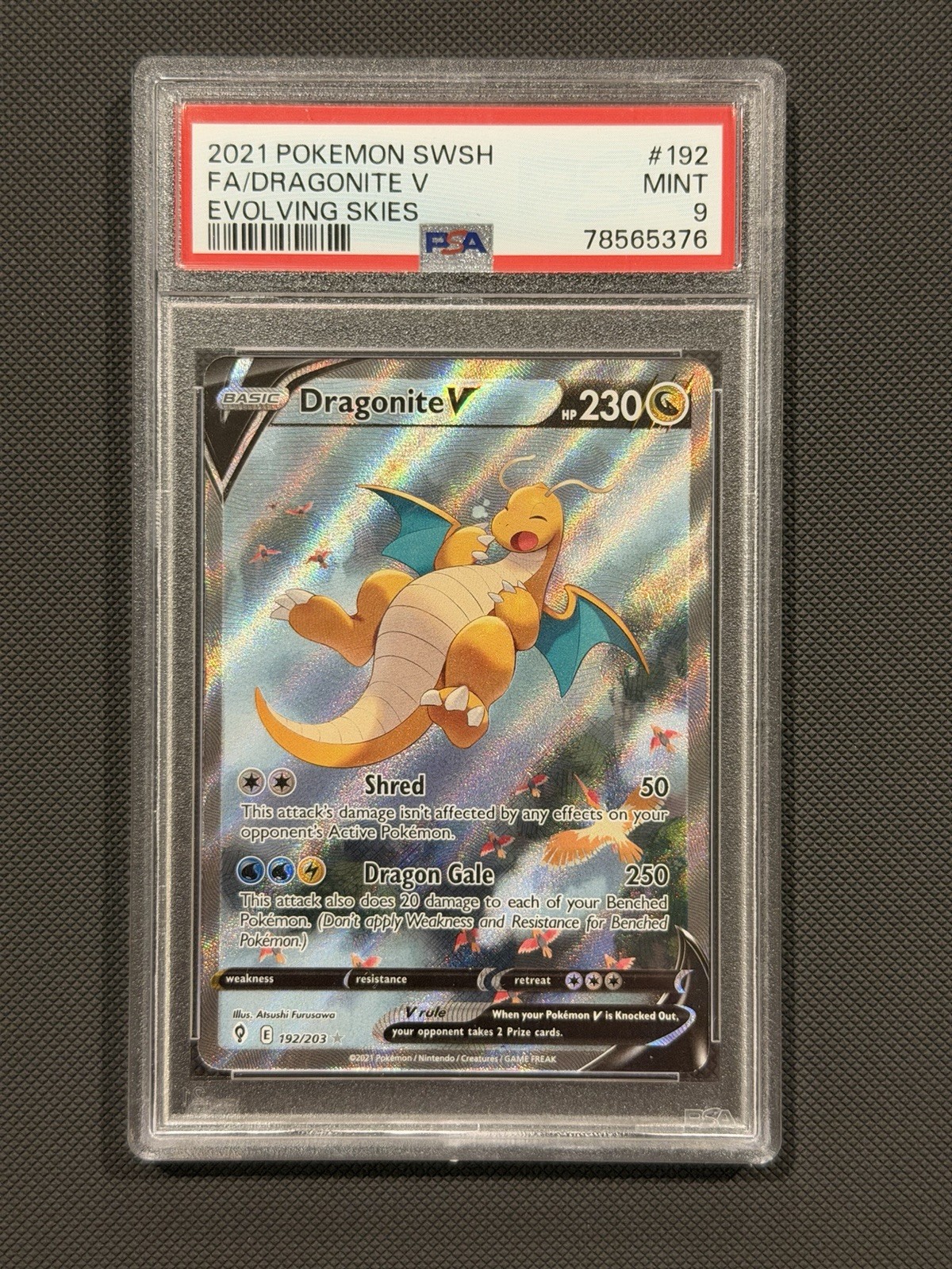 Pokémon Dragonite V Alternate Full Art Holo Ultra Rare PSA 9 2021 192/203