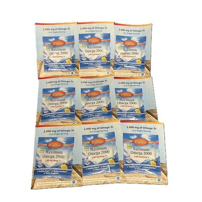 Carlson Maximum Omega 2000 Natural Lemon Flavor 1 serving sample x 9