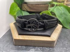 7-10  Leather Punk Bracelet Stackable Adjustable Tie New Free Ship B124