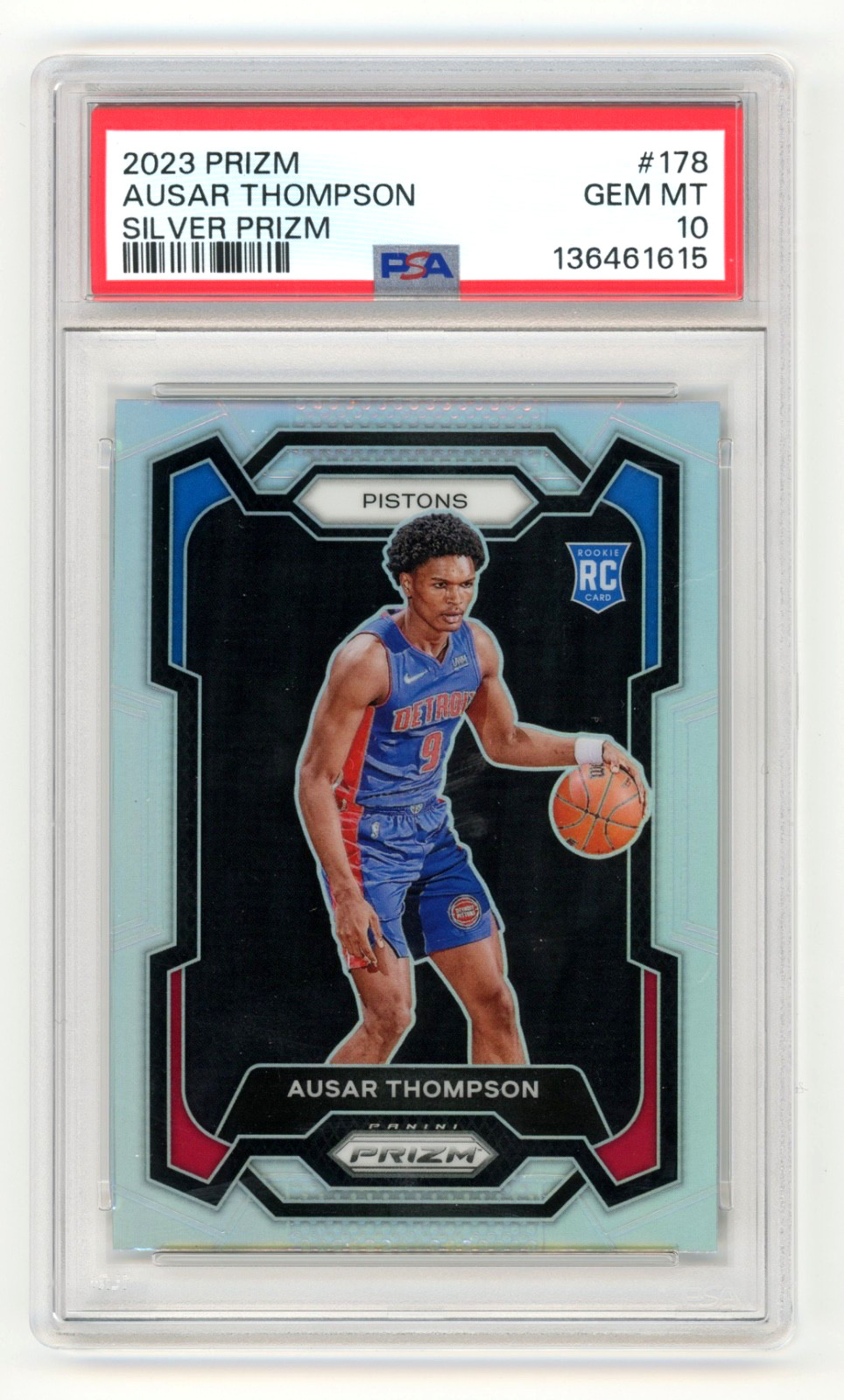 2023-24 Prizm Ausar Thompson  Silver Prizm Rookie RC #178 Pistons PSA 10