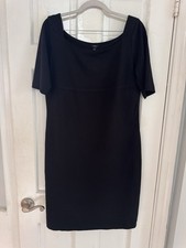 Talbots Womens Ponte Knit Short Sleeve Sheath Dress Size 10 Black Career Office