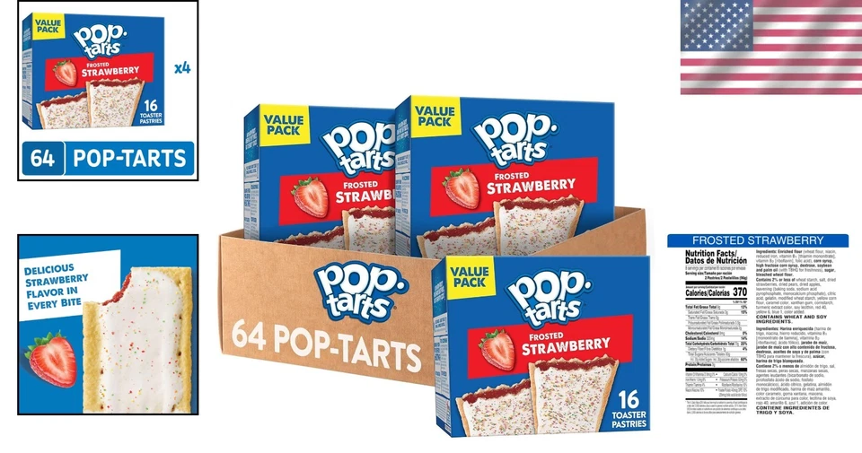 Value Pack of 64 Frosted Strawberry Toaster Pastries - Perfect for Any Occasion - Image 2 of 4