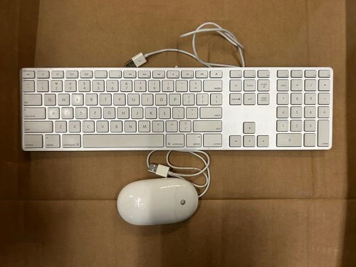 Apple White Aluminum USB Wired Keyboard A1243 and Apple wired Mouse A1152